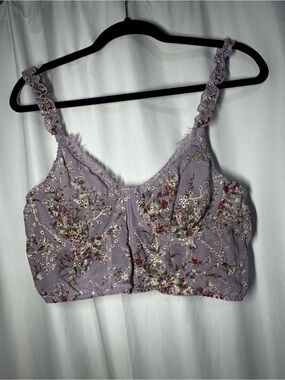 Lilac Floral Embroidered  Corset-Bralette New Without Tags, Sexy Feminine